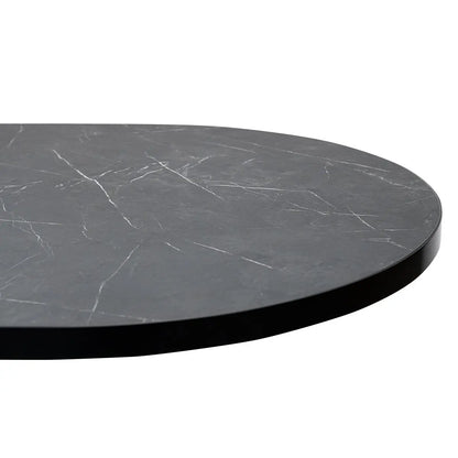 Stalux Plat ovale eettafel 'Noud' 240 x 100, kleur zwart / zwart marmer Stalux