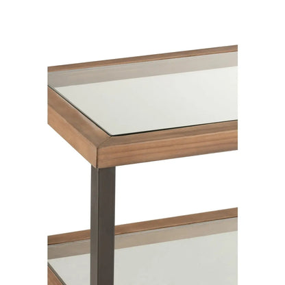 J-Line Console 3 Niveaus Glas/Hout Bruin J-Line