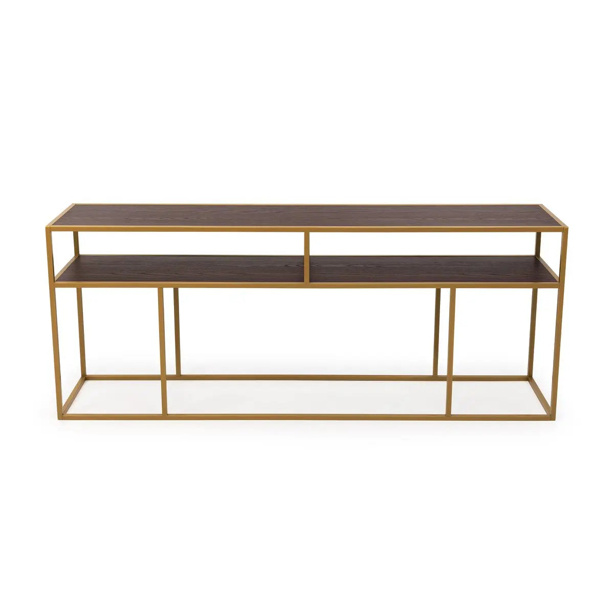 Stalux Side-table 'Teun' 200cm, kleur goud / bruin hout Stalux