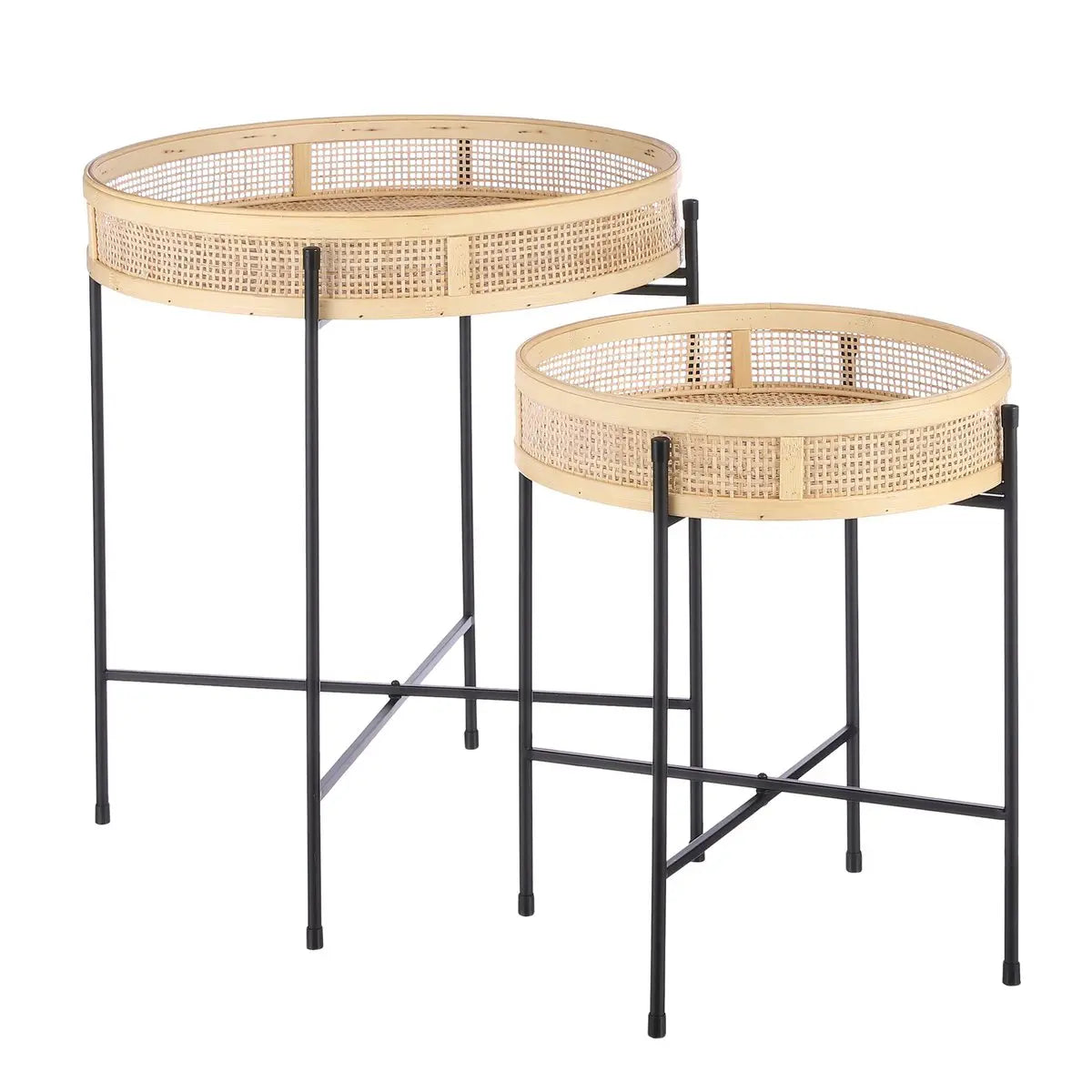 Leandro Bijzettafel - Set van 2 - H53 x Ø45 cm - Zwart | Perrano Mica Decorations