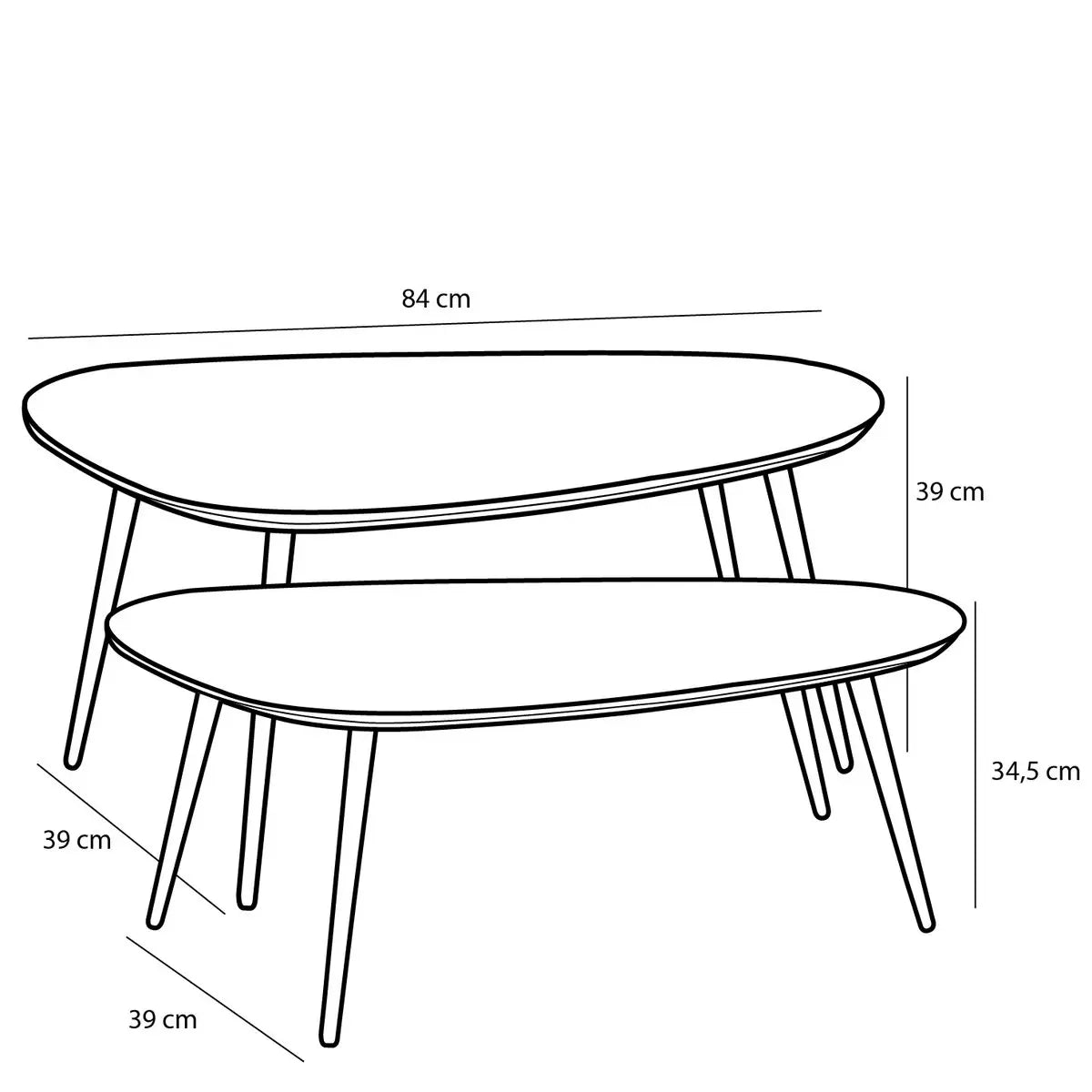 Jailey Bijzettafel - Set van 2 - L84 x B39 x H39 cm - Gerecycled Hout - Zwart | Perrano Mica Decorations