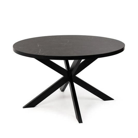 Stalux Ronde eettafel 'Daan' 135cm, kleur zwart / zwart marmer Stalux