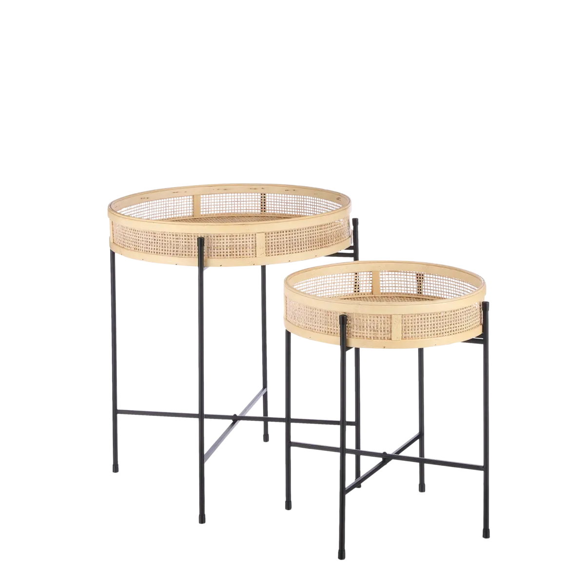 Leandro Bijzettafel - Set van 2 - H53 x Ø45 cm - Zwart | Perrano Mica Decorations