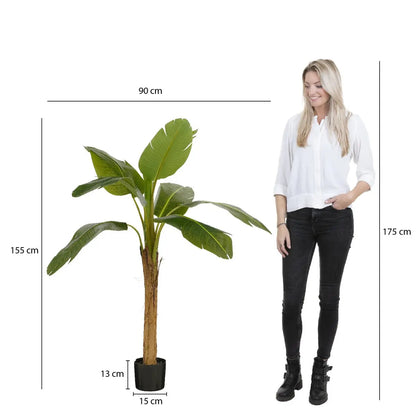 Kunstplant Bananenboom in Pot - H155 x Ø90 cm - Groen | Perrano Mica Decorations