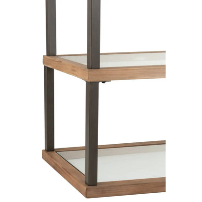 J-Line Console 3 Niveaus Glas/Hout Bruin J-Line