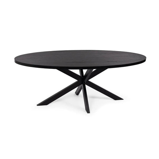 Stalux Ovale eettafel 'Mees' 240 x 110cm, kleur zwart / zwart eiken Stalux