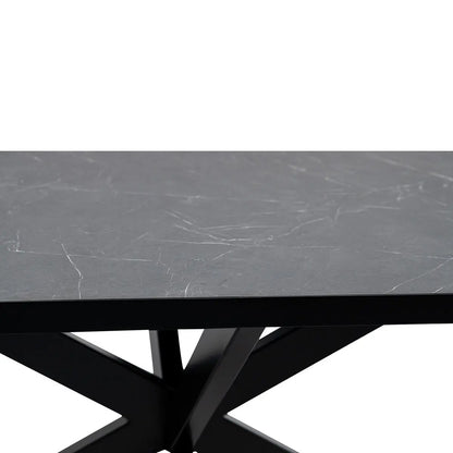 Stalux Plat ovale eettafel 'Noud' 240 x 100, kleur zwart / zwart marmer Stalux