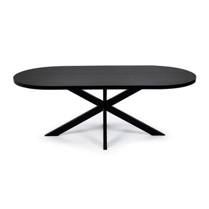 Stalux Plat ovale eettafel 'Noud' 180 x 100, kleur zwart / zwart eiken Stalux