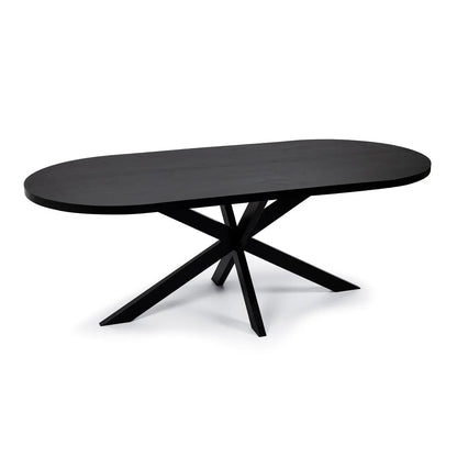 Stalux Plat ovale eettafel 'Noud' 180 x 100, kleur zwart / zwart eiken Stalux