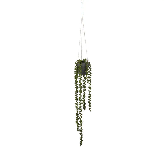 Senecio Kunst Hangplant - H56 x Ø9 cm - Groen | Perrano Mica Decorations