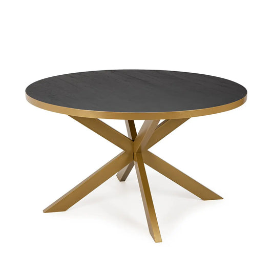 Stalux Ronde eettafel 'Daan' 135cm, kleur goud / zwart eiken Stalux