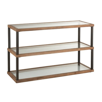 J-Line Console 3 Niveaus Glas/Hout Bruin J-Line