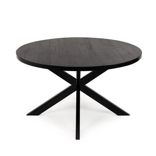 Stalux Ronde eettafel 'Daan' 120cm, kleur zwart / zwart eiken Stalux