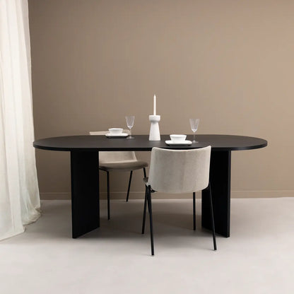 Ovale Eettafel Nina 200 x 90cm, kleur zwart eiken Stalux