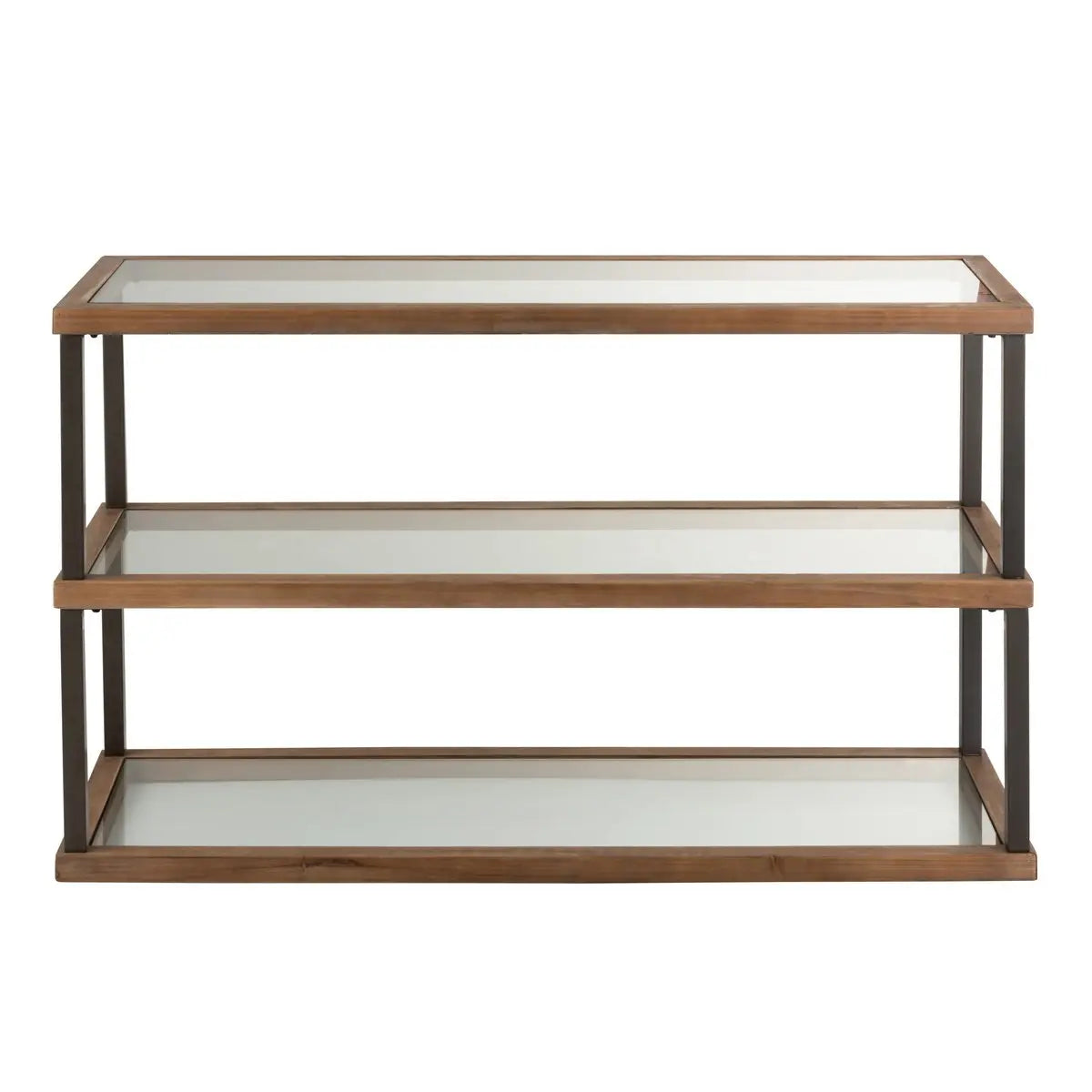 J-Line Console 3 Niveaus Glas/Hout Bruin J-Line