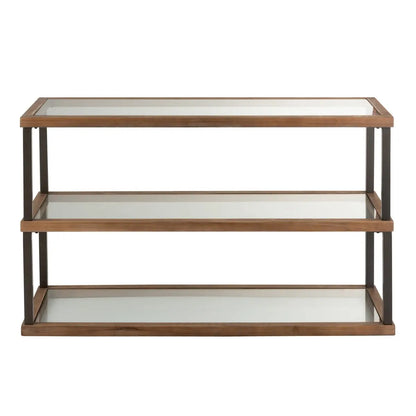 J-Line Console 3 Niveaus Glas/Hout Bruin J-Line