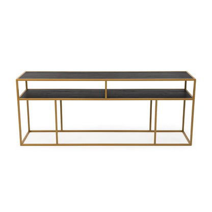 Stalux Side-table 'Teun' 200cm, kleur goud / zwart eiken Stalux