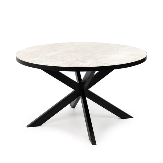 Stalux Ronde eettafel 'Daan' 148cm, kleur zwart / wit marmer Stalux