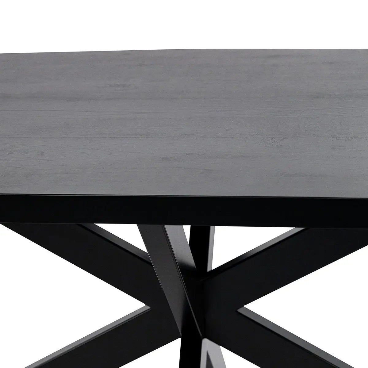 Stalux Plat ovale eettafel 'Noud' 180 x 100, kleur zwart / zwart eiken Stalux