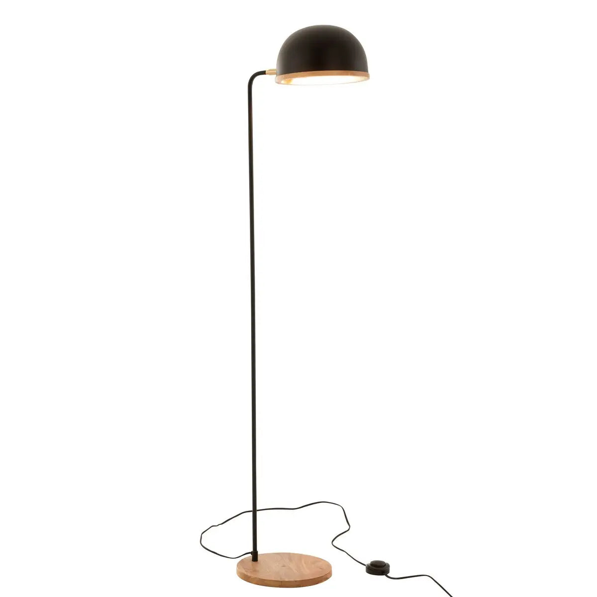 J-Line Staande Lamp Evy - ijzer/hout - zwart/naturel J-Line