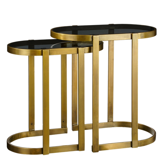 Kevin Bijzettafel - Set van 2 - L54 x B34 x H56 cm - Metaal - Goud | Perrano