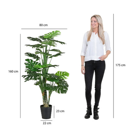 Monstera Kunstplant - H160 x Ø80 cm | Onderhoudsvrij Groene Sfeer | Perrano Mica Decorations