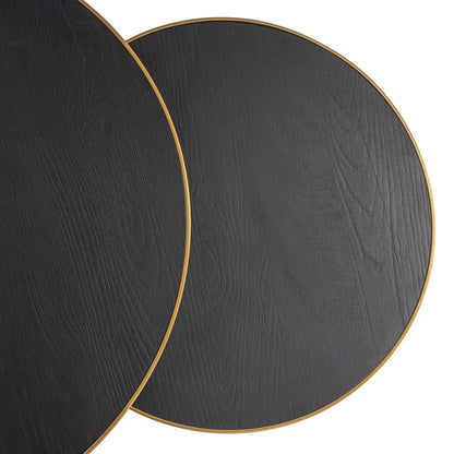 Stalux Salontafelset 'Saar' rond 80 en 60cm, kleur goud / zwart eiken Stalux