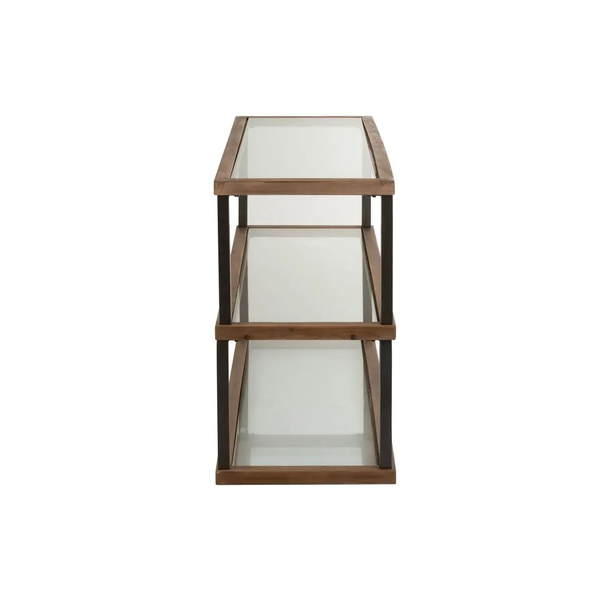 J-Line Console 3 Niveaus Glas/Hout Bruin J-Line