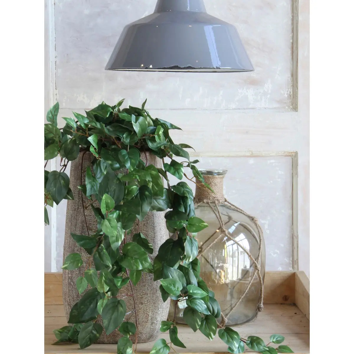 Scindapsus Kunst Hangplant in Bloempot Stan - H45 x Ø25 cm - Groen | Perrano Mica Decorations