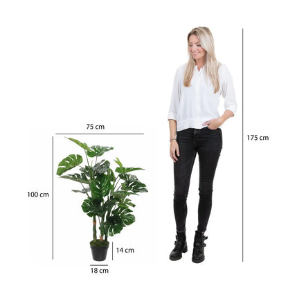 Monstera Kunstplant - H100 x Ø75 cm | Onderhoudsvrij Groene Sfeer | Perrano Mica Decorations