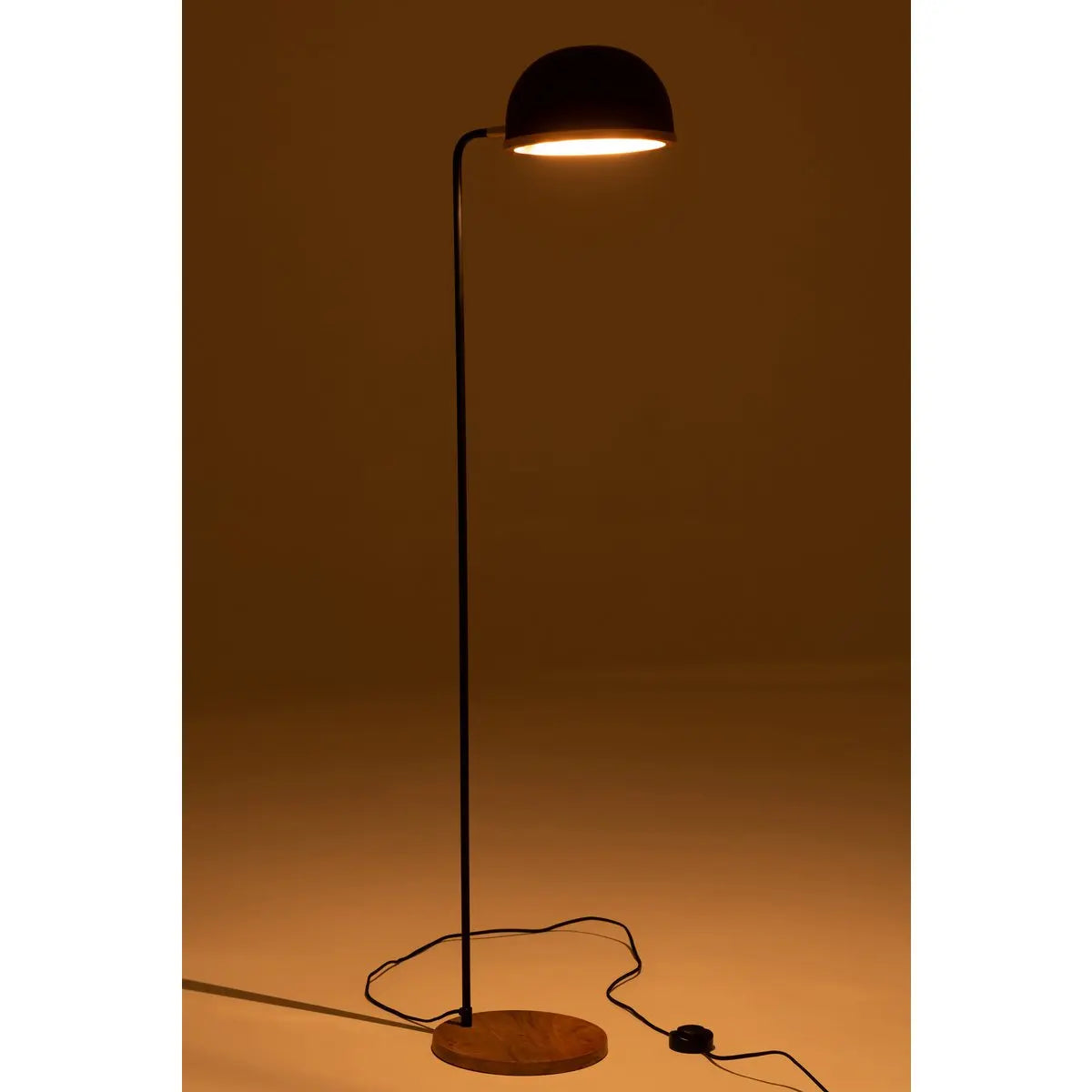 J-Line Staande Lamp Evy - ijzer/hout - zwart/naturel J-Line