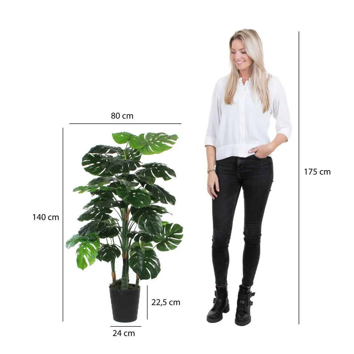 Monstera Kunstplant - H140 x Ø80 cm | Onderhoudsvrij Groene Sfeer | Perrano Mica Decorations