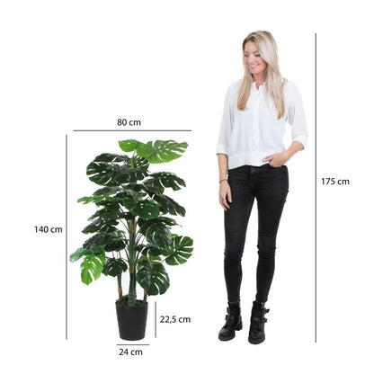 Monstera Kunstplant - H140 x Ø80 cm | Onderhoudsvrij Groene Sfeer | Perrano Mica Decorations